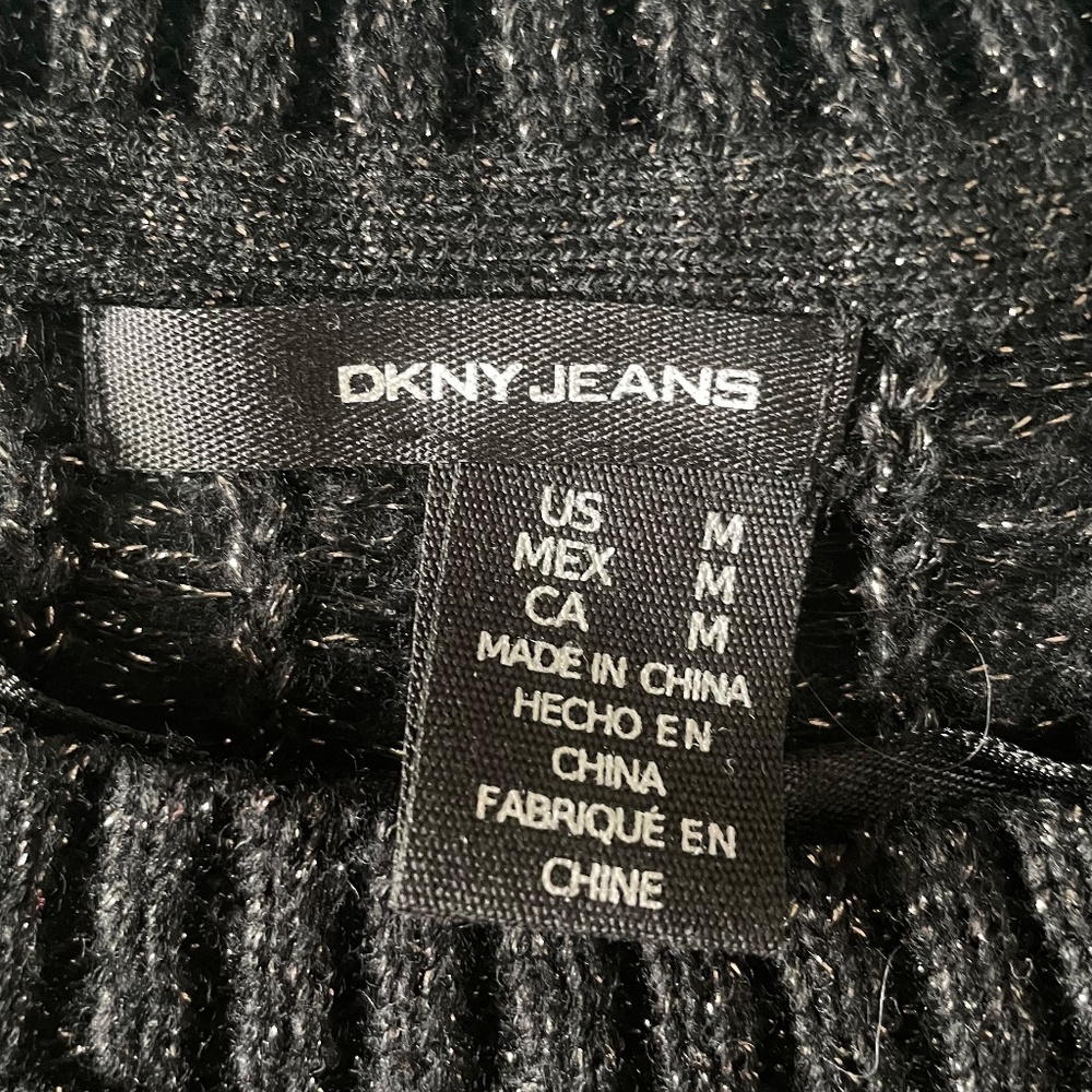 DKNY //Sparkly Black Sweater Crew Neck Overlay🖤✨ - Picture 6 of 10